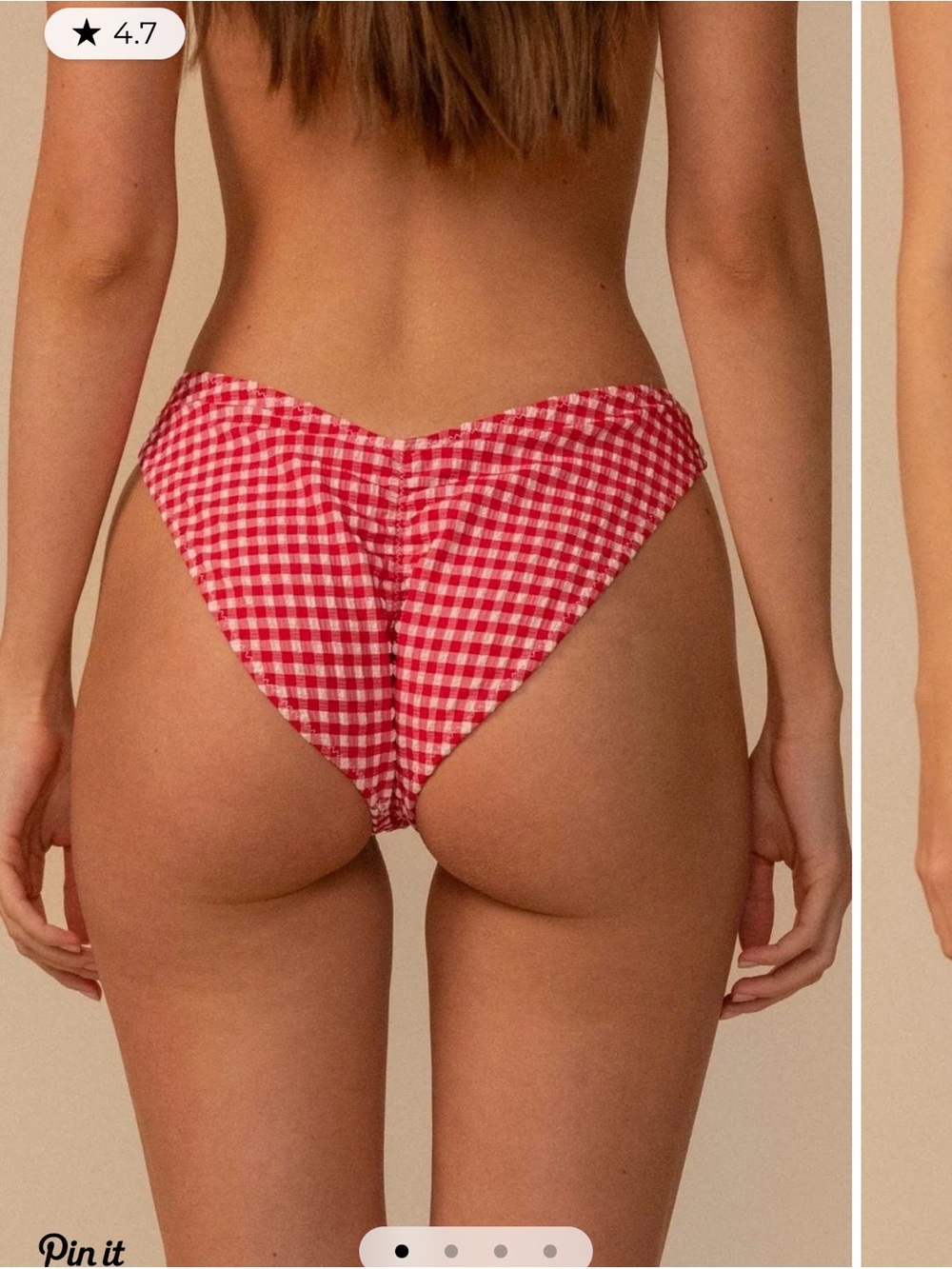 MONTCE RED MICRO GINGHAM PETAL BIKINI TOP & ADDED COVERAGE LULU BOTTOMS, SIZE M - Picture 10 of 11